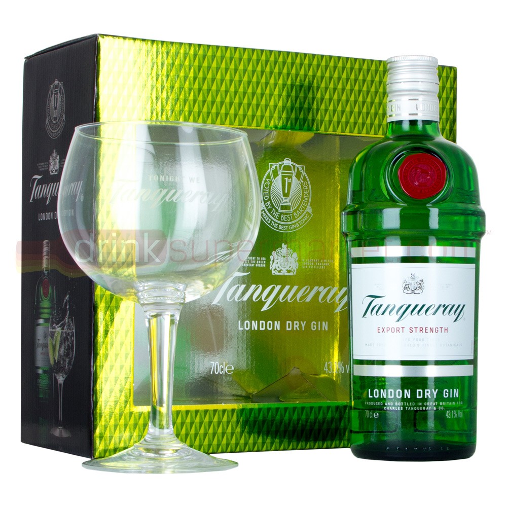 Buy Tanqueray Export Strength Gin 70cl & Gin Copa Glass Gift Pack 700ml / 43.1%