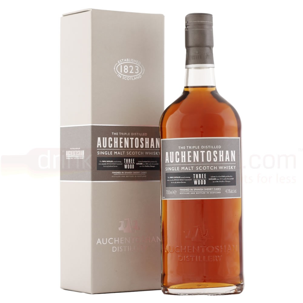 Buy Auchentoshan Three Wood Whisky 70cl Lowland Single Malt Scotch Whisky 700ml / 43%