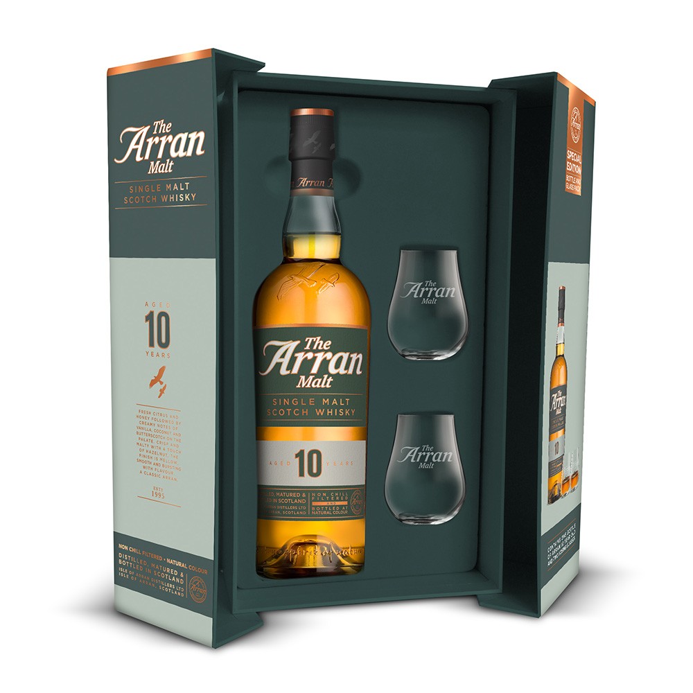 Buy Arran 10 Year Whisky Gift Set With 2 Glasses 70cl 700ml / 46%