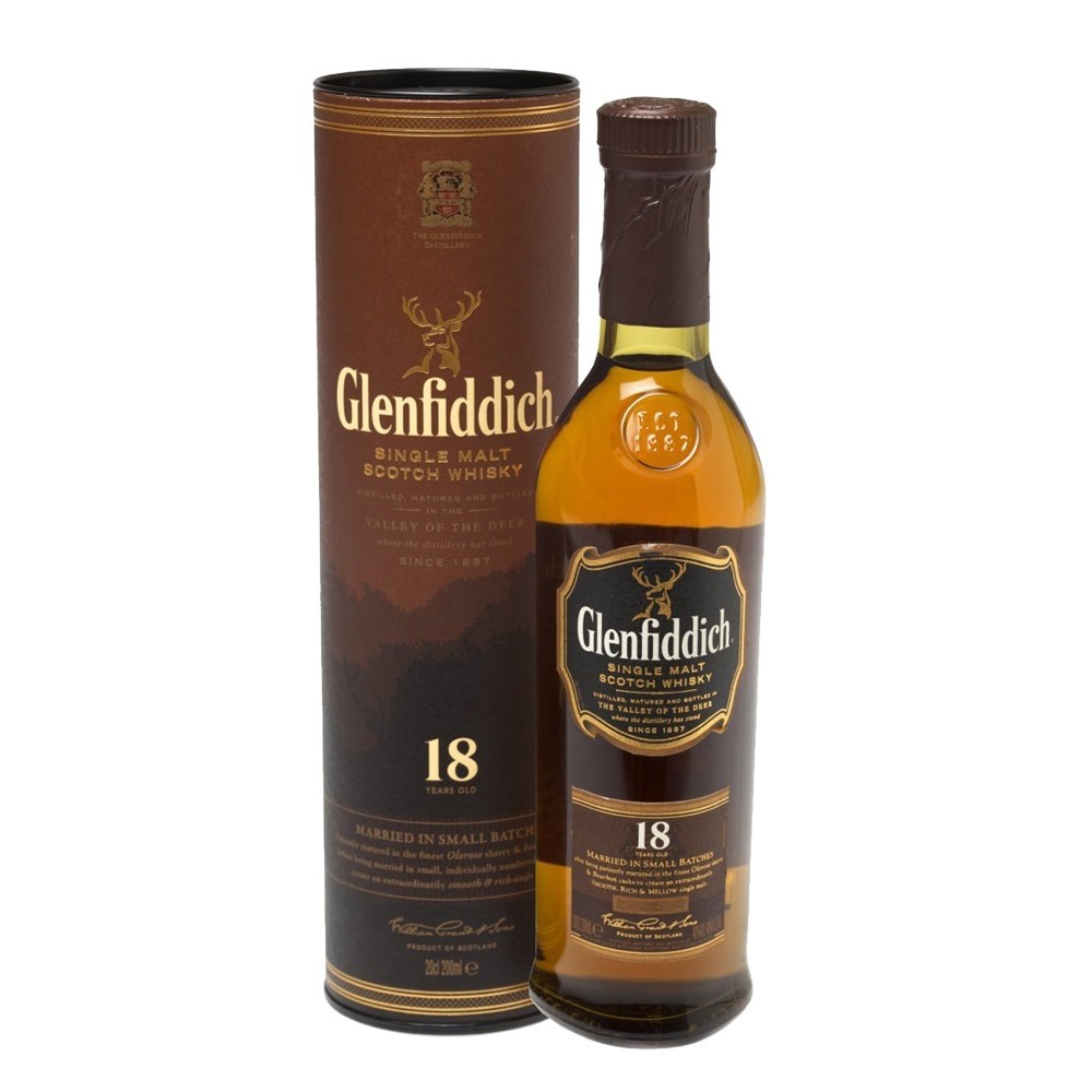 Glenfiddich 18 Year Whisky 20cl Speyside Single Malt Scotch 200ml / 43%