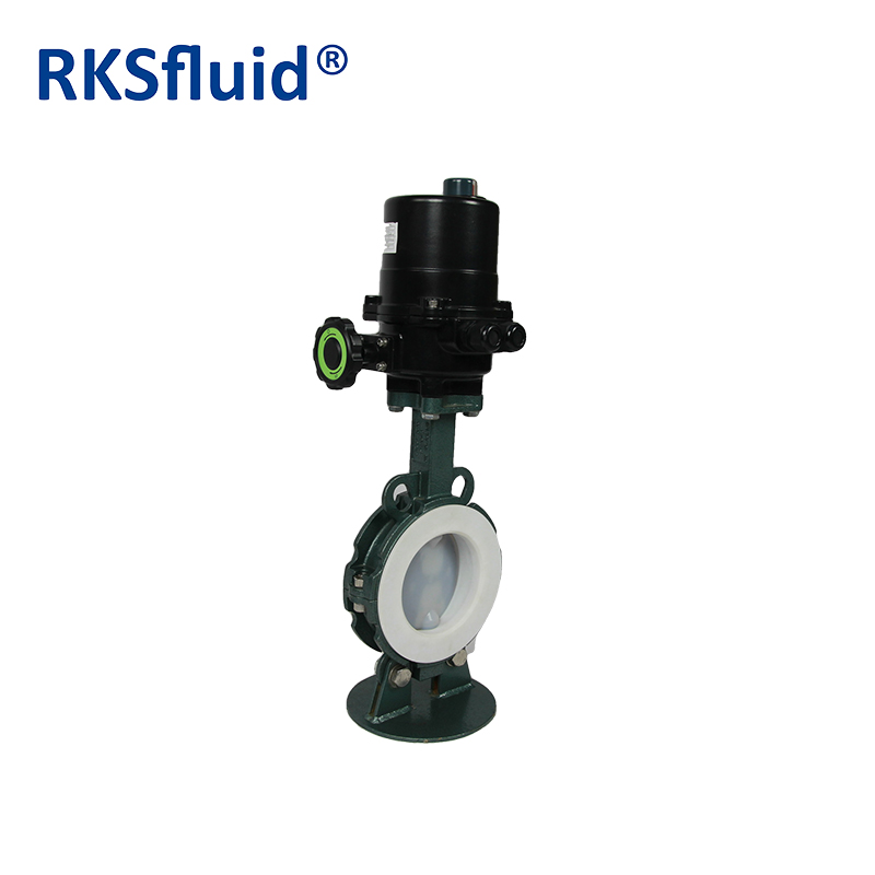 PFA electric actuator Butterfly valve with PTFE seat