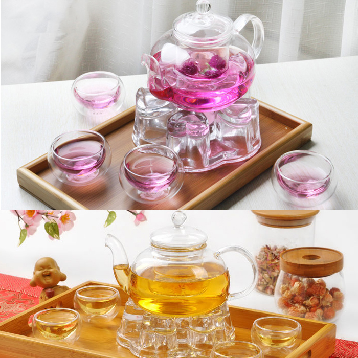 Factory grace teaware clear glass tea pot set for sale