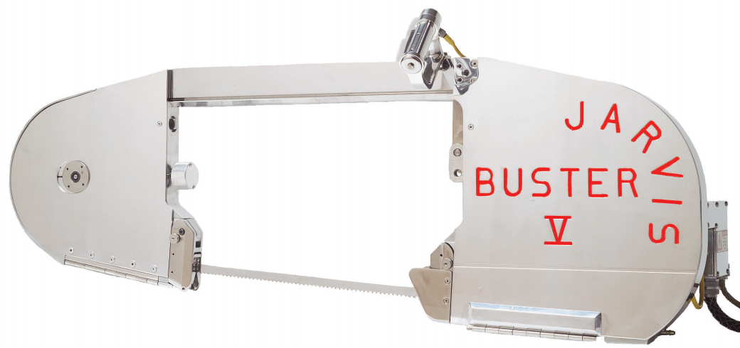 The Jarvis Model Buster V - electrically powered bandsaw for splitting bulls, cows and horses.
