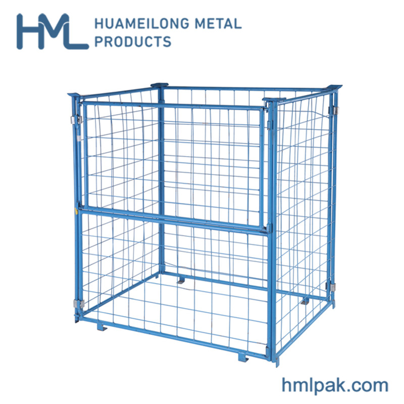 Heavy duty collapsible foldable cheap rigid pallet cage for handling goods