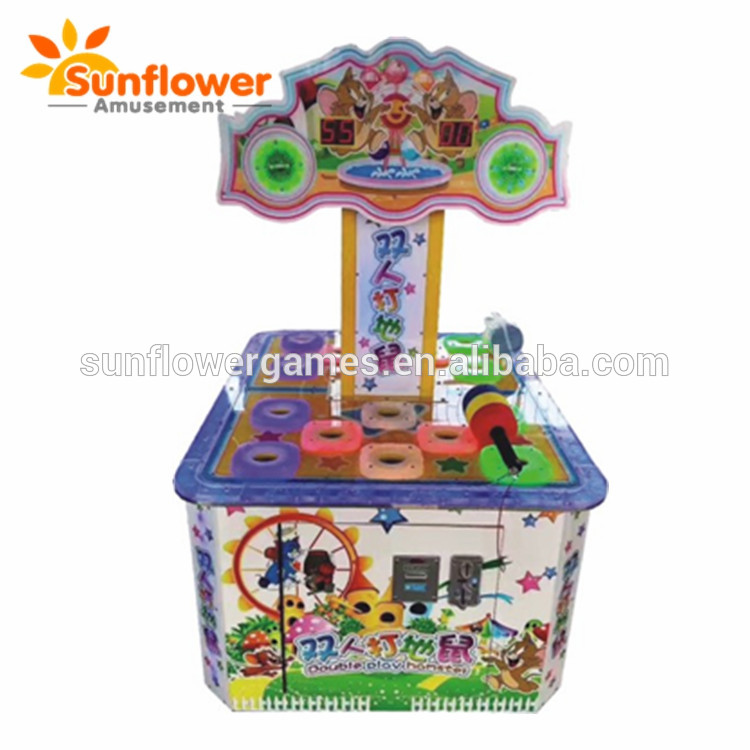 Newest 2 Players kids mouse hammer hitting coin operated ticket redemption hit frog game machine factory