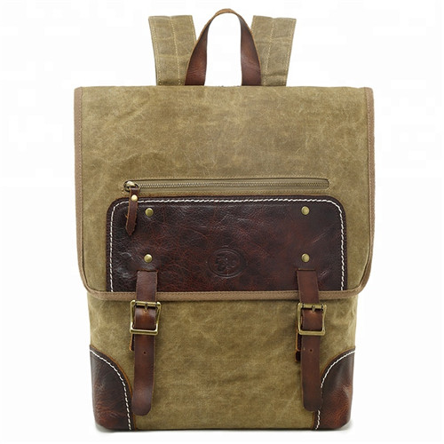 2019 Hot Sale Vintage Outdoor Leisure Man Travel Waxed Canvas Backpack