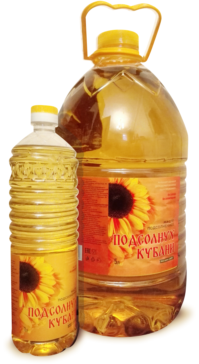 Подсолнух Кубани масло подсолнечное рафинированное дезодорированное вымороженное ГОСТ Р 1129-2013 высший сорт