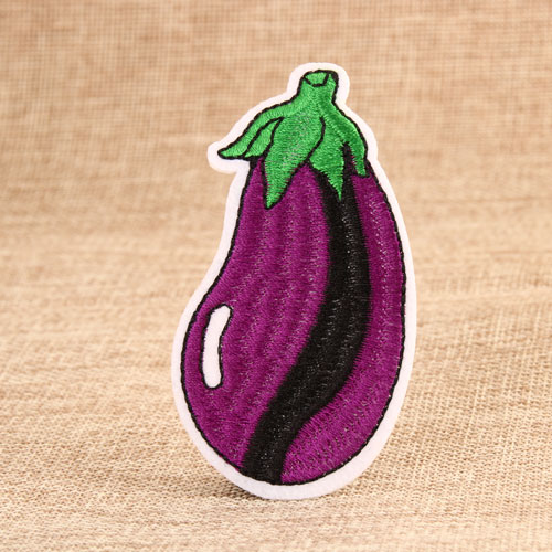 Eggplant Embroidered Patches