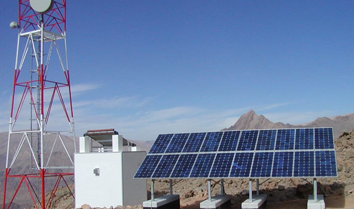 Solar ground mounting system for solar off-grid telecom station