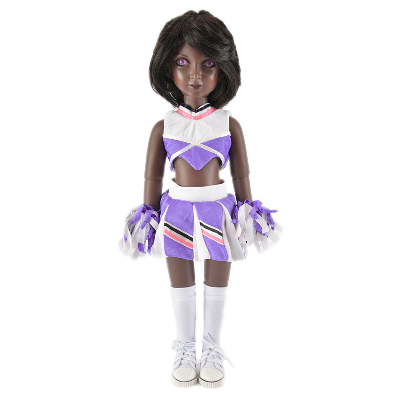 Purple cheer leading uniform outfits for 18 inch american girl doll clothes