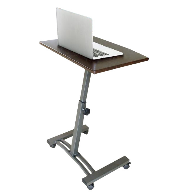 High quality cheap Height Adjustable Walnut Laptop Computer Desk with Casters  manufacture
