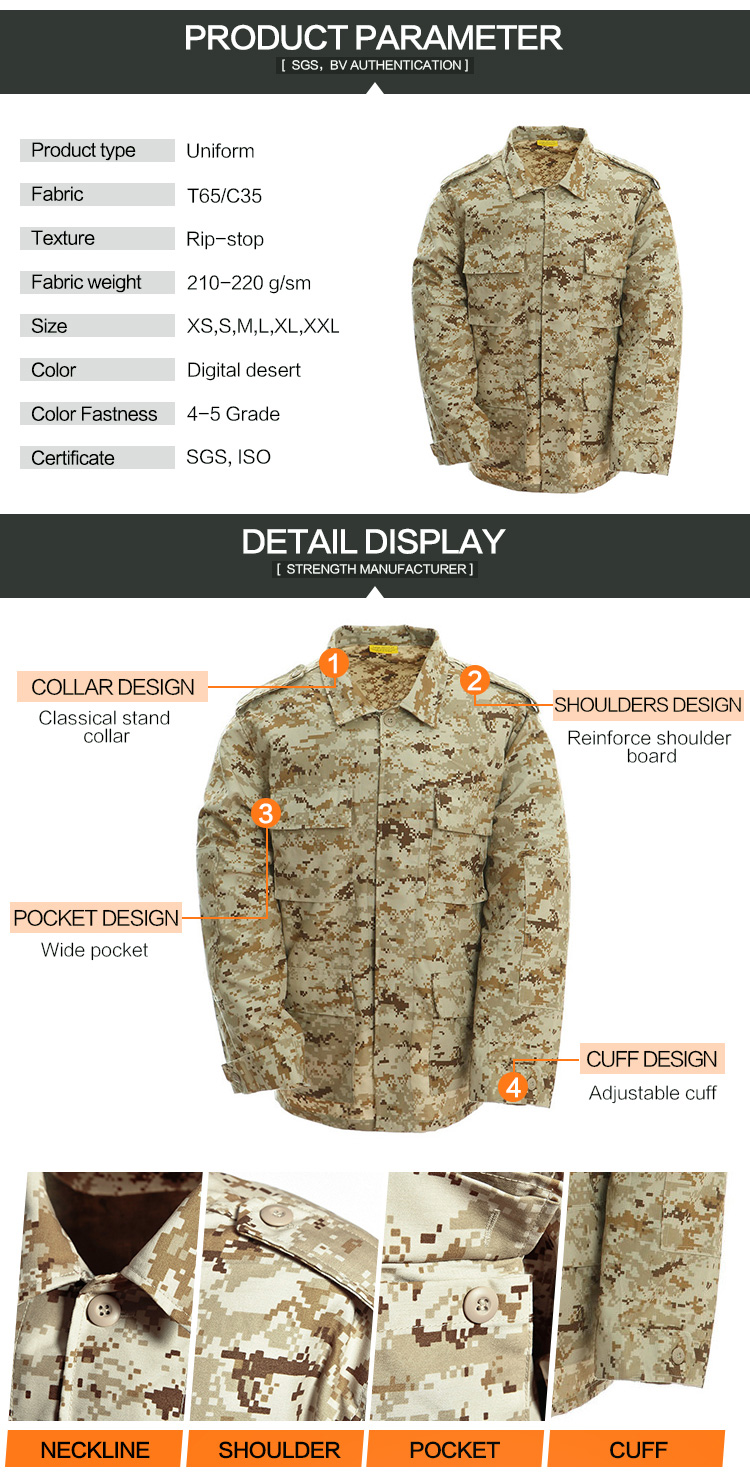 Wholesale T/C 65/35 Military Camouflage Battle Dress Uniform Bdu