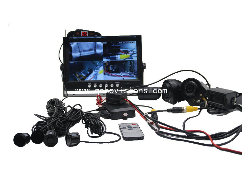 7inch Quad Monitor with 128GB SD slot,Radar system and Rear view camera system