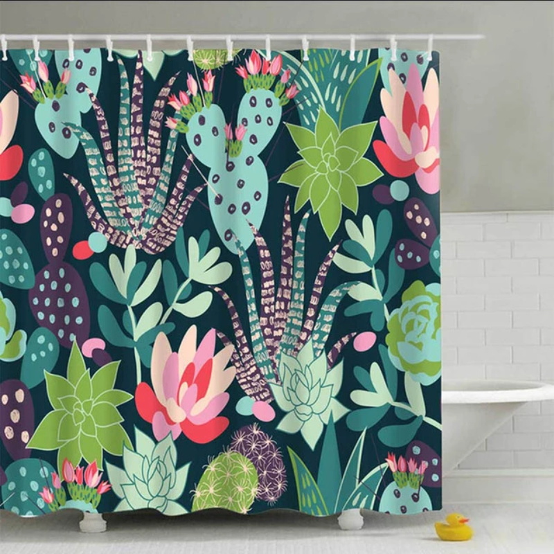 A Variety of A Variety of Green Floral Shower CurtainGreen Floral Shower Curtain