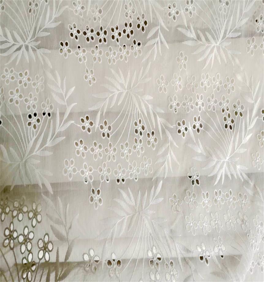 on cotton lace chiffon fabric embroidery