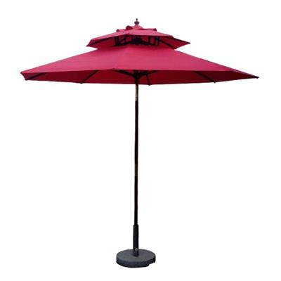 Double Outdoor Wood Patio Umbrella