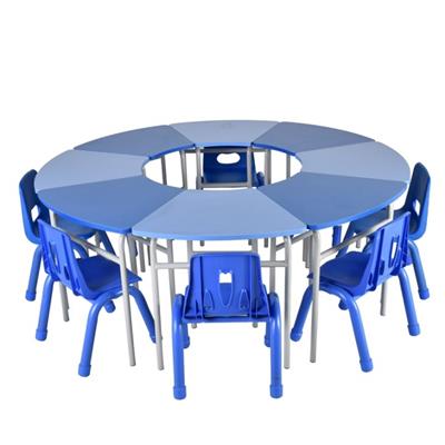 8 Petal Collaborative Desk And Plastic Chair Set