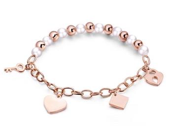 Rose Gold Pearls And Charms Bracelet