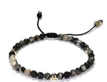 Stainless Steel Faceted Onyx Stones Bracelet