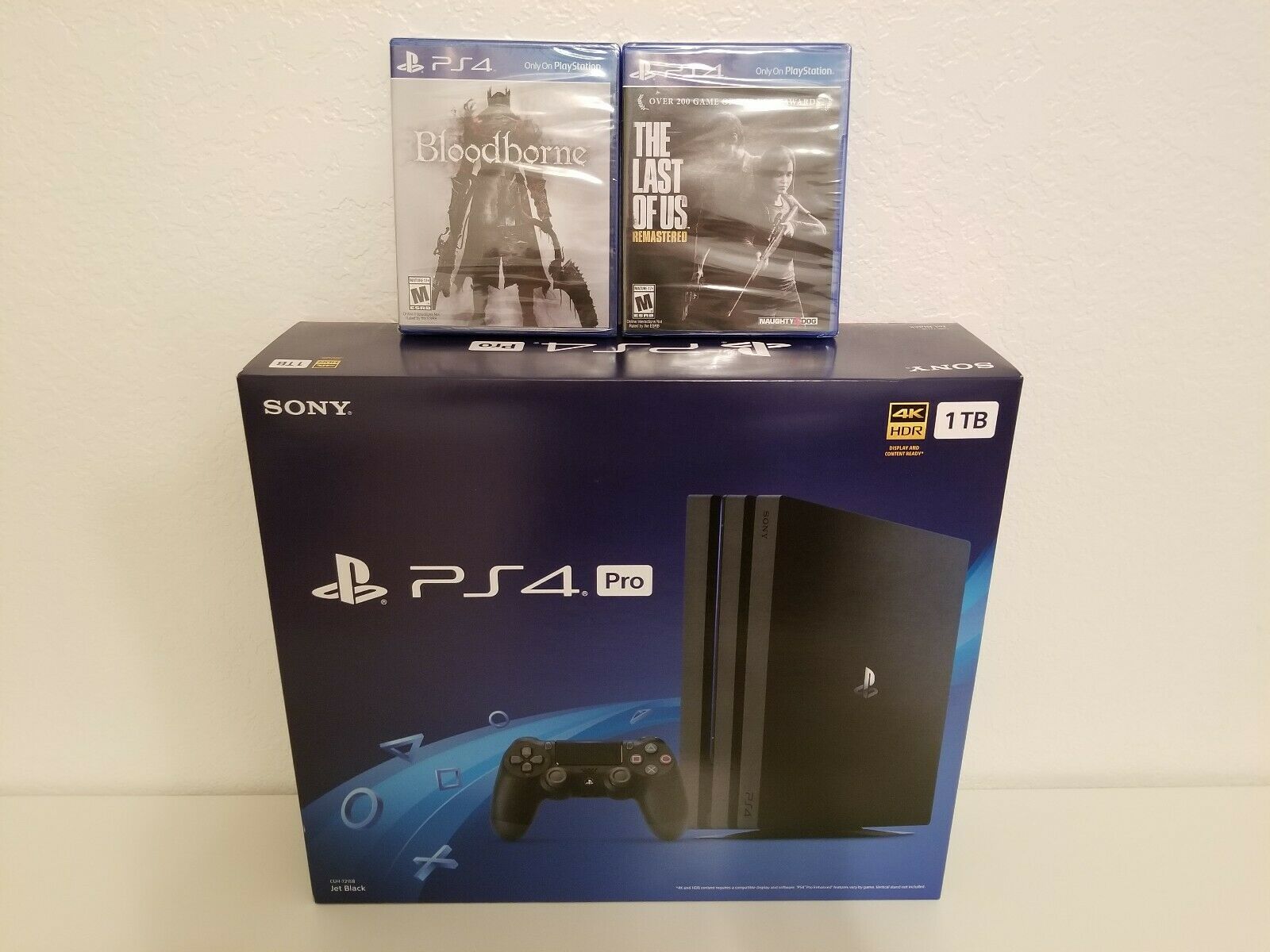 New Sony PlayStation 4 Ps4 pro 1TB Video Game Consoles + 15 GAMES & 2 wireless controllers 