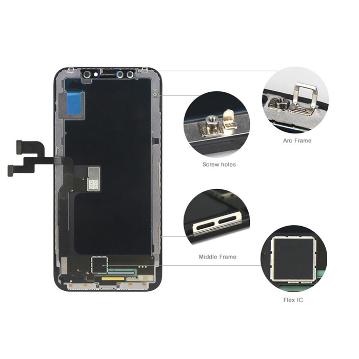  For iPhone X LCD Screen and Digitizer Assembly with Frame Replacement-Black