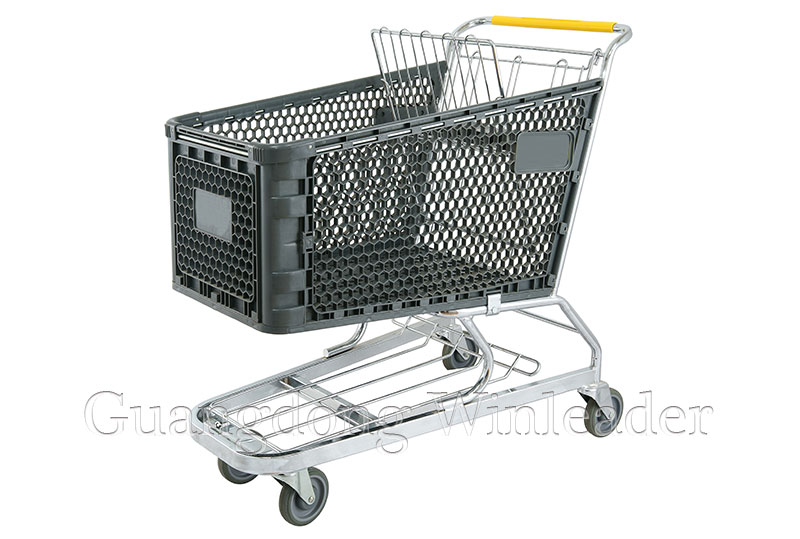 YLD-PT180-1FB Plastic Shopping Cart，Shopping Cart，Shopping Trolley Manufacturer