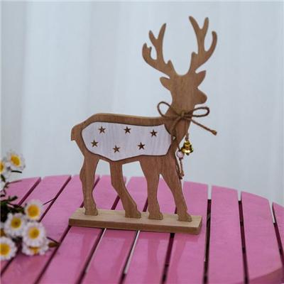 Elk Printing Star Bell Wooden Christmas Decoration