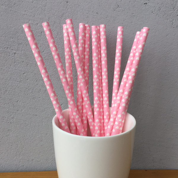 Pink Heart Shaped Decorative Paper Straws