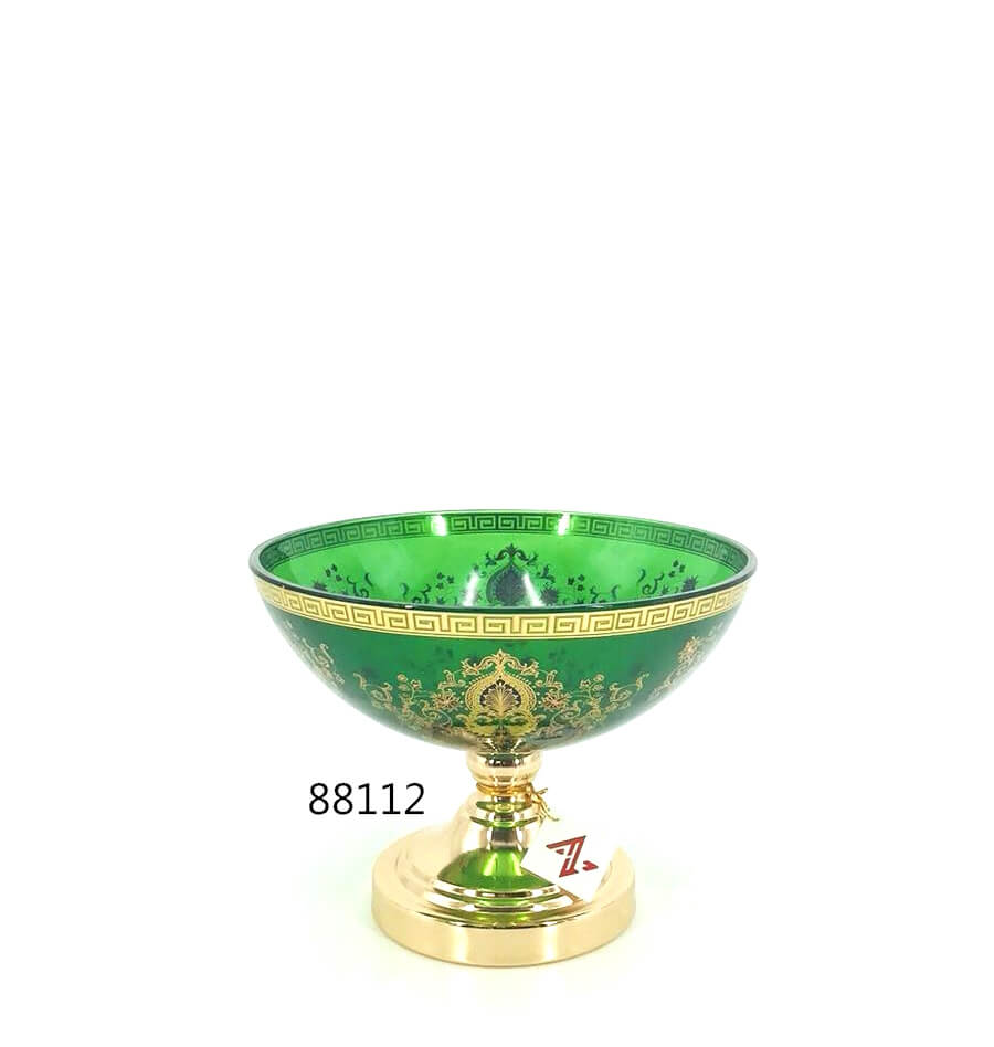 yellow glass fruit bowl with floral in china