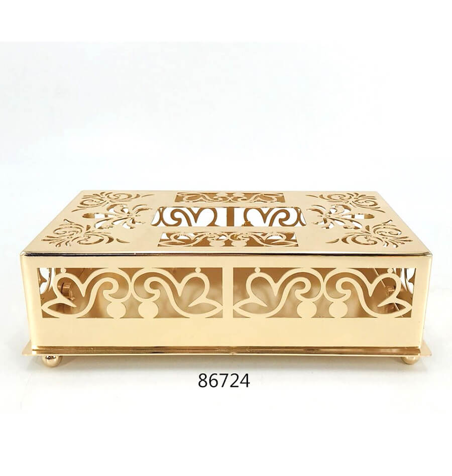 new design gold metal tissue box for home decorations