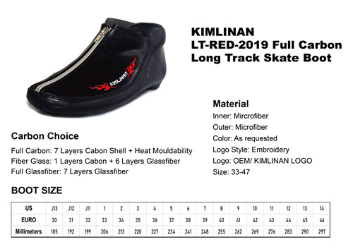 high quality KIMLINAN LT-RED-2019 Full Carbon Long Track Skate Boot