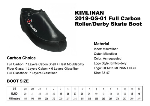 2020 high quality KIMLINAN 2019-QS-01 Full Carbon Roller Derby Skate Boot