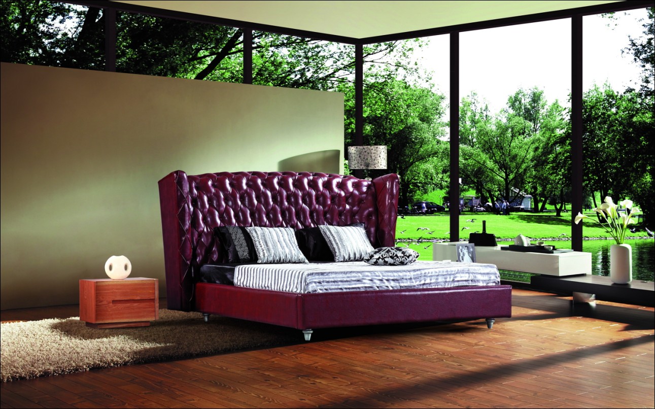 Modern leather bed 500 European style 