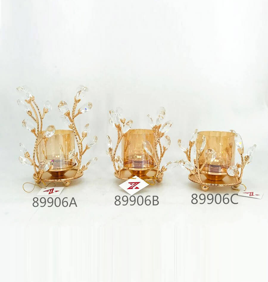 Europe Classical gold crystal candle holder for wedding decoration