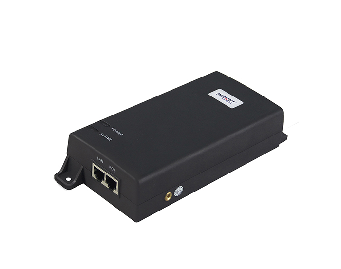 PT-PSE106GW-AR-D is a single port midspan Injector with 4 Pair PoE up to 60 watts of power at 55 VDC at 1.1 amp.