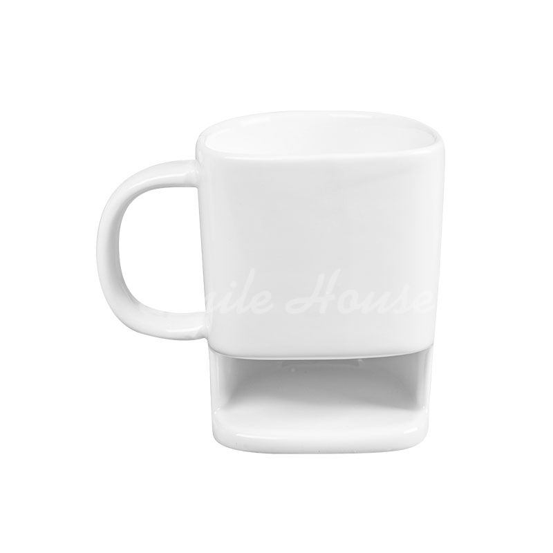 White Ceramic biscuit mug with the handle