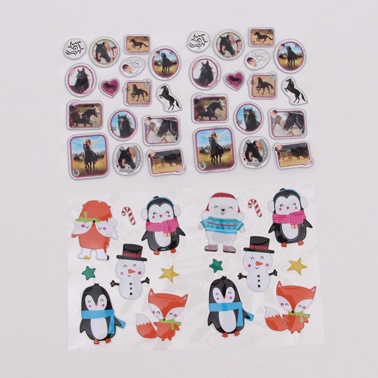 Puffy Glitter Sticker Cute Penguin Sparkly Glitter Puffy Sticker Set