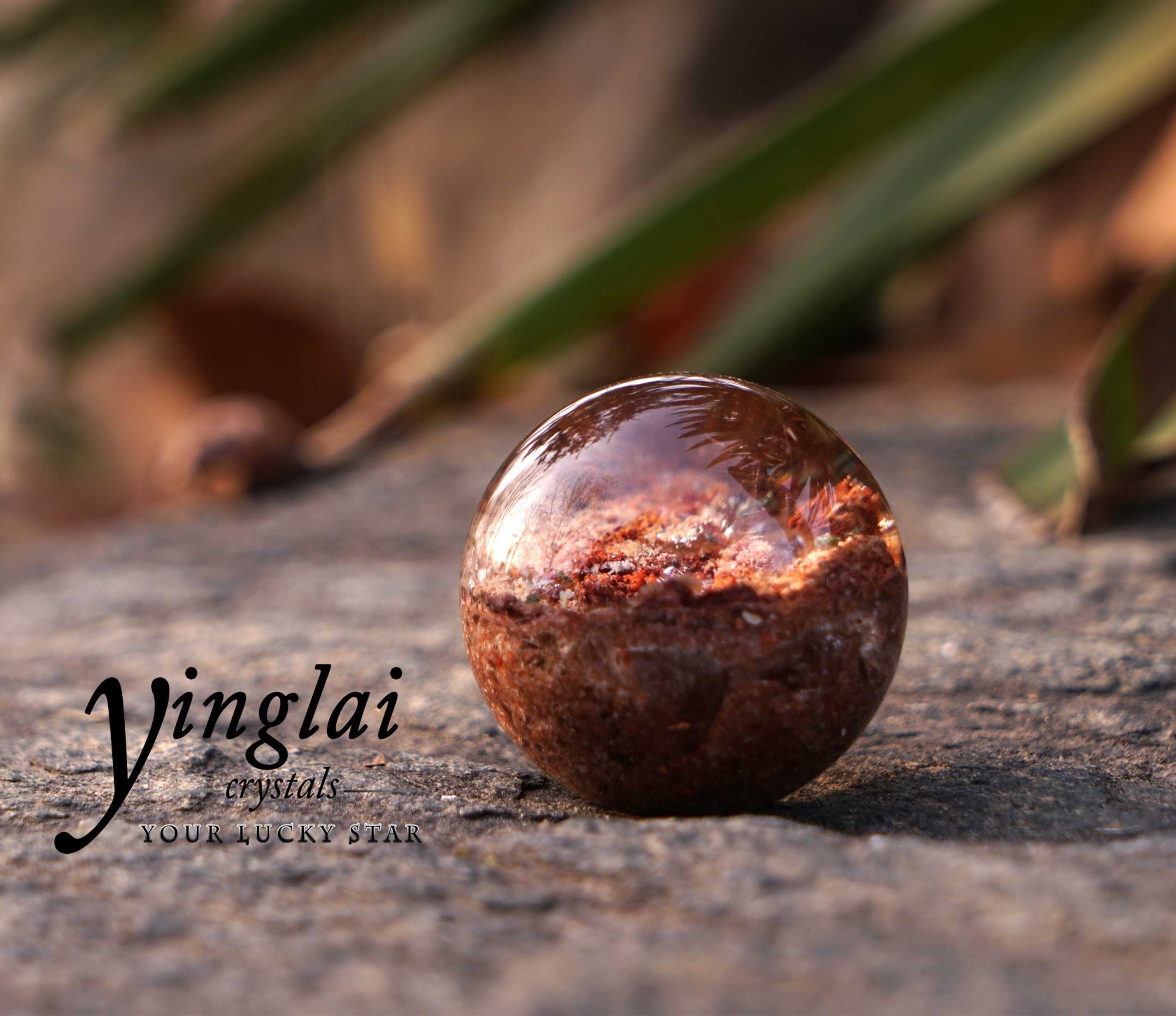 Yinglai 1.6 Crystal Sphere Phantom Quartz Scenic Garden Spheres, Natural Crystals Sphere, Home Decoration, Unique Crystal Gifts For Her