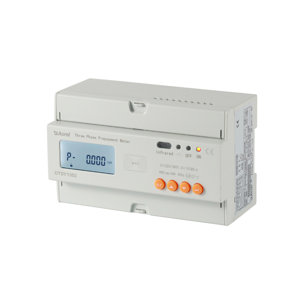 ACREL prepaid energy meter wiring connect via CT wired communication RS485 wired mode ADL300-EYNK