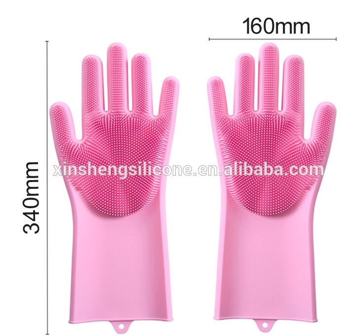 Reusable Silicone Gloves Dishwashing with Scrubber Dishwashing Glove Silicone