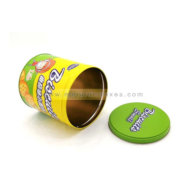 Wholesale round metal tin box for biscuit
