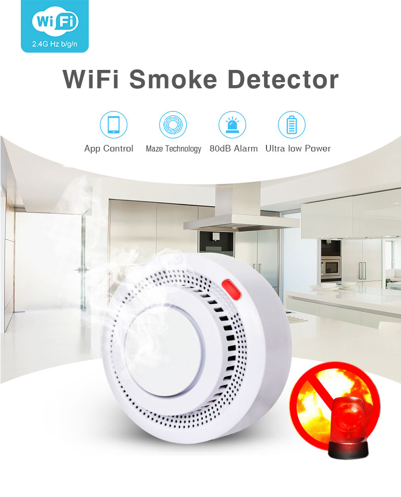Enerna IoTech WiFi Smart Automatic Remote Smoke Detector Fire Alarm