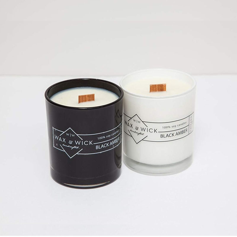 Black & White Sweet Scented Glass Jar Candles, Soy Wax Candles in Bulk