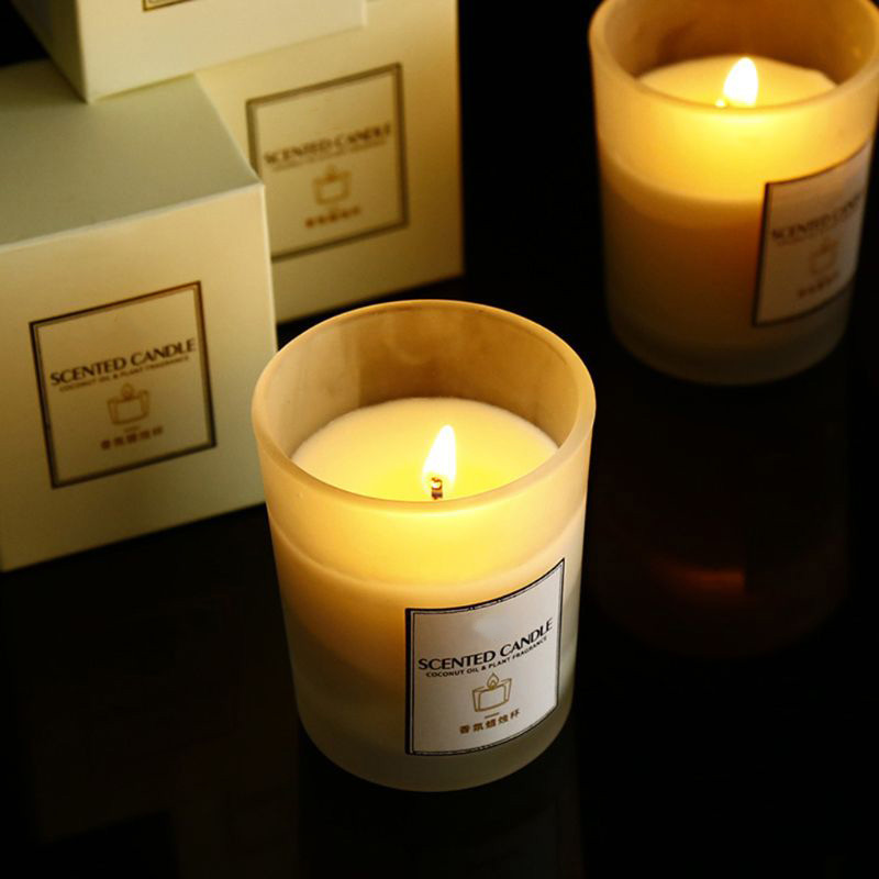 Frosted Glass Jar Scented Candles, Luxury Soy Wax Candles Wholesale