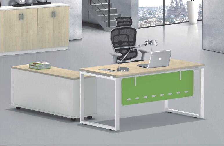  Темно-ореховый цвет Современный меламин офисный стол с деревянным шкафом