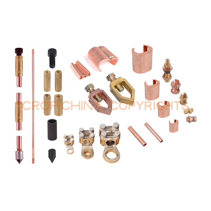 99.9% pure copper earth rod clamp for ground rod and cable with accessories