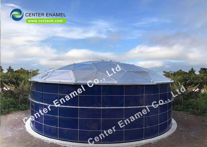 Center Enamel Provide Bolted Steel Biogas Storage Tanks With Single and Double Membrane Roofs