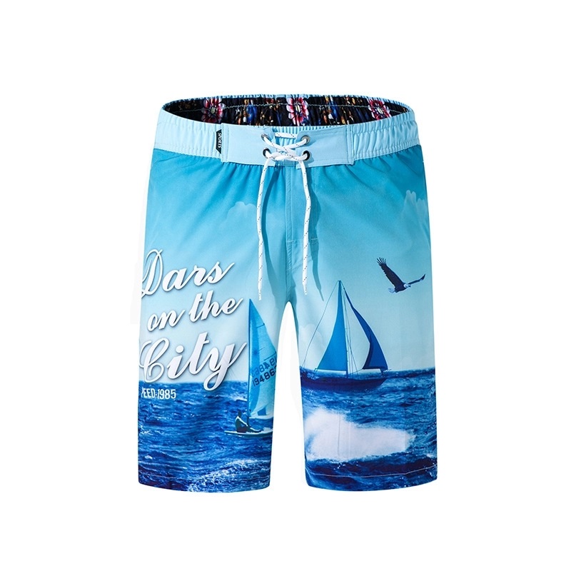 Style custom brand 100% cotton drawstring short colorful printed short beach short pants boxer short
