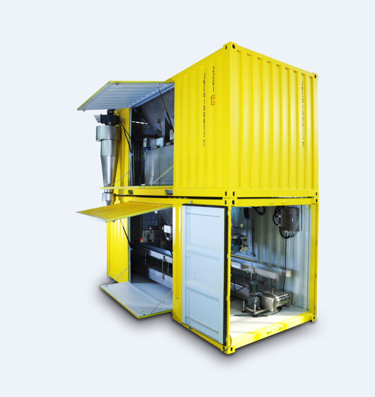 containerized bagging system Mobile Bagging Unit MOBILE BAGGING MACHINES for Grains, pulses, iodised salts, sugar Containerised bagging system