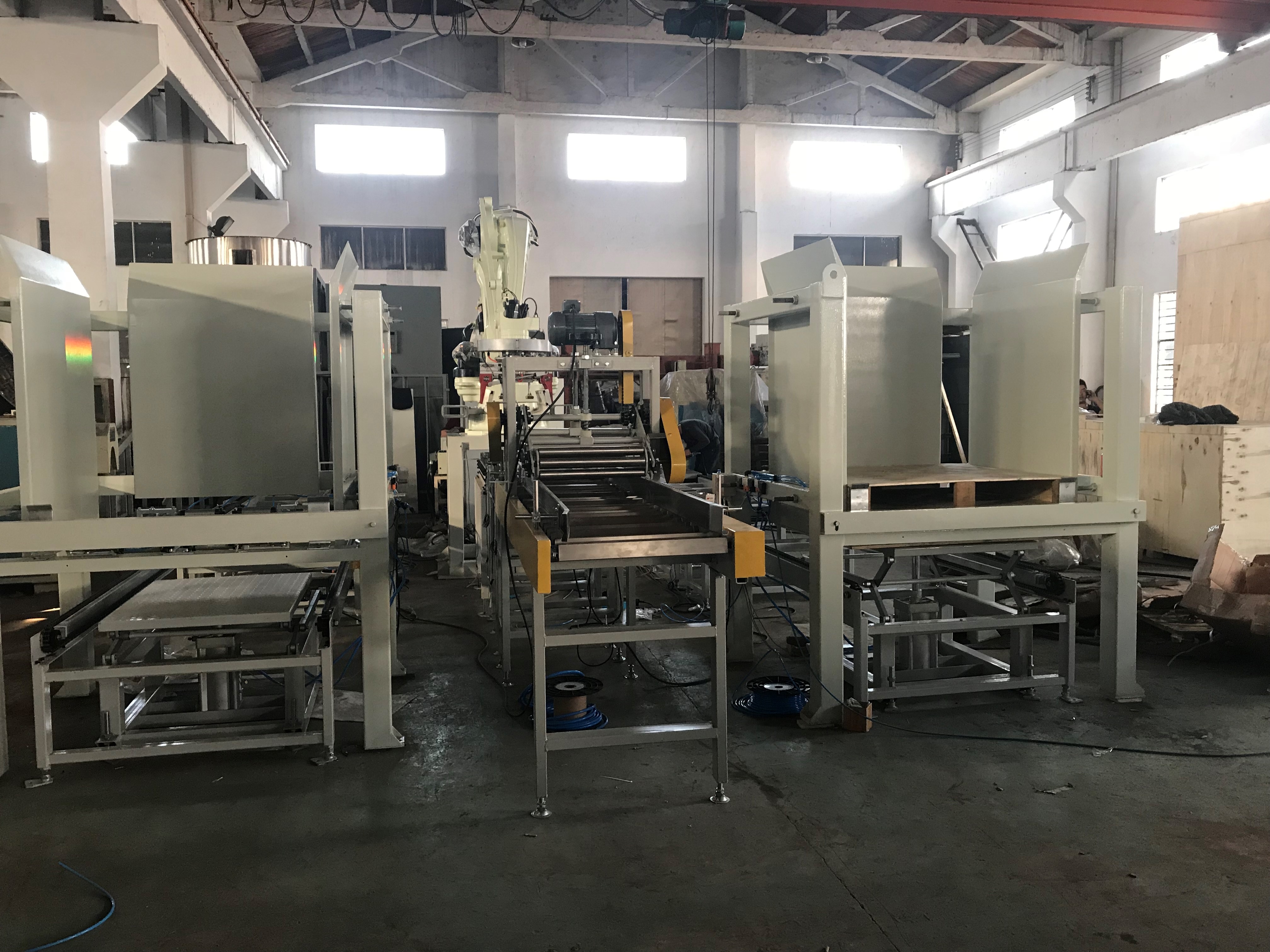 25 kg bagger full automatic bagging palletizing and wrapping system